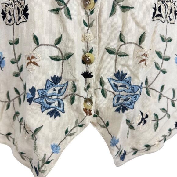 Summit Hill Womens Embroidered Vintage Floral Vest Ivory Womens 90ss sz M - Picture 6 of 16